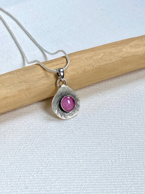 Kleine verzilverde hanger met echt rozenblad