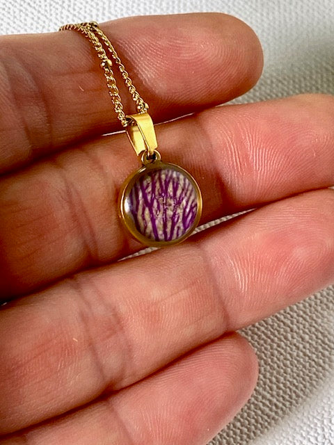 Beautiful pendant with real Orchid + gold-plated (18k) chain.