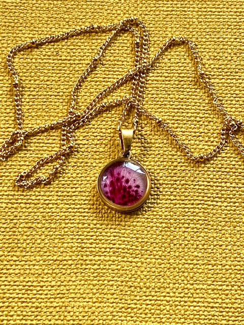 Funky pendant with pink Azalea