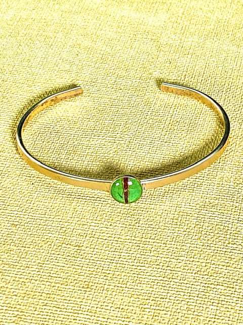handgemaakte botanische vergulde armband met stukje varen in kunsthars