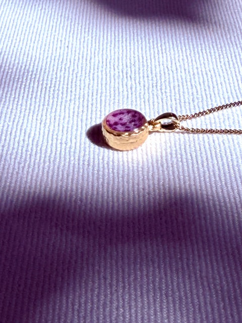  gouden rond hangertje echte paarse orchidee 22k verguld 10mm BeLeaf Art