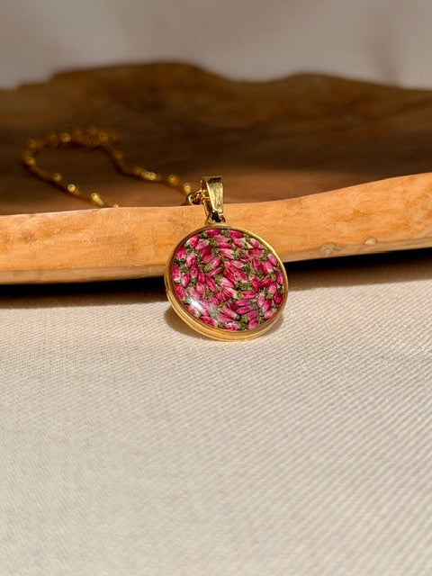 botanische gold-plated hanger echte heidebloem in resin beleaf-art