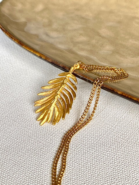22k goud verguld palmblad hanger