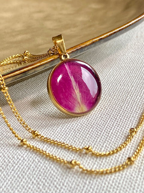 birthflower rose with 18k  necklace high quality  botanical necklace