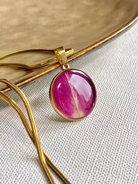 birthflower rose with 18k gold  snake necklace high quality  botanical pendant