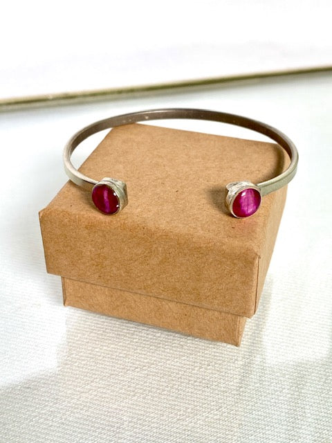 Armband met tweekleurig rozenblad - verzilverd brass
